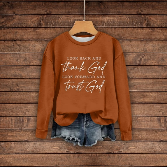 Clearance Items Zip Up Sweatshirt Women Women's Thank God Trust God Long Sleeved Hoodie