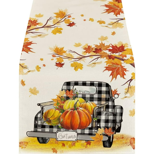 Clearance! JKLOP Table Runners Thanksgiving Table Flag Linen Festival