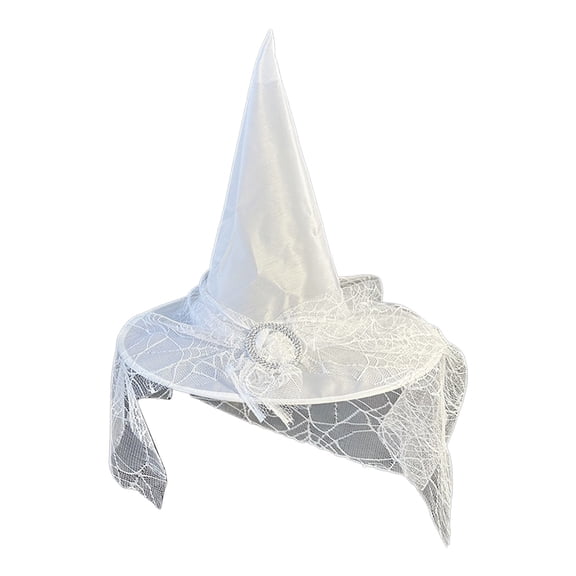 Clearance JMYHOAM Halloween Party Witch Hat Lace Face Cover Wizard Witch Hat Polyester Taffeta Hat Costume