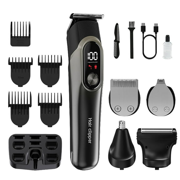 Clearance! JMYHOAM Household Gadgets Hairdresser 5-in-1 Set of Digital Display Electric Push Clippers Shaving Adjustable Sculpture Multifunction Electric Pushers Household Appliances