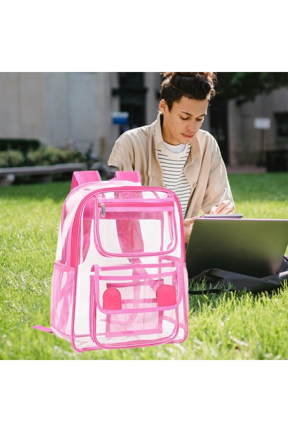 Clearance! JMYHOAM Outdoor Bag Heavy Duty Clear Backpack Stadium Security Approved Mini Gym Drawstring Bag Sports and Outdoors