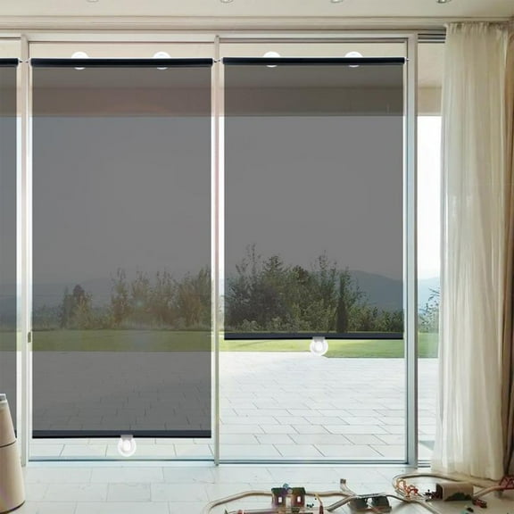 Clearance! JMYHOAM Shade Cloth Summer Sun Protection And Heat Insulation Stretchable Roller Blinds Indoor Heat Insulation Kitchen And Bathroom Blinds For Office Vehicles Sun Shade