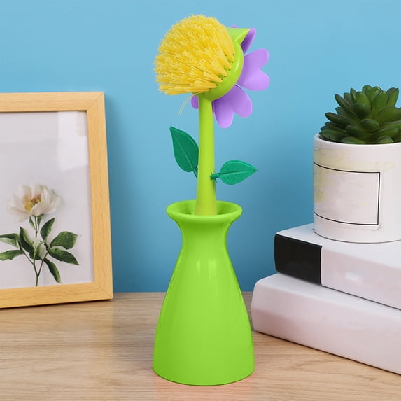 Clearance! JMYHOAM Sunflower Universal Brush Set - Kitchen Cleaning Brush With Long Handle and Base - Pots and Pans Cleaning Brush, Kitchen Pan Cleaning Brush, Non-stick Oil Dishw Cleaning Supplies