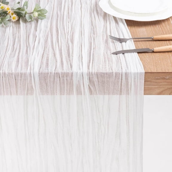 Clearance!JMYHOAM Table Runner Cheese Cloth Wrinkled Cloth Table Flag Bohemian Style Transparent Table Cloth Wedding Party Decoration Wrinkled Table Flag Home Textiles