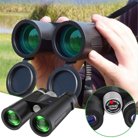 Clearance! JMYHOAM Telescope 12x42 Binoculars For Adults Compact Binoculars With Low Light Night Vision High Power Large View Binoculars Adapter For Bird Watching Hunting