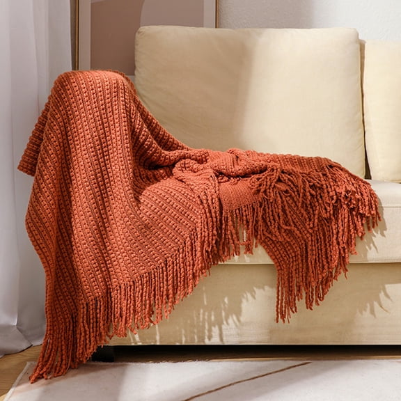 Clearance!JMYHOAM Throw Blanket 50IN×67.7IN Sofa Blanket Cover Blanket office Nap Conditioning Blanket Knitted Fringe Blanket Nap Blanket Bed End Blanket Bedding Comforters