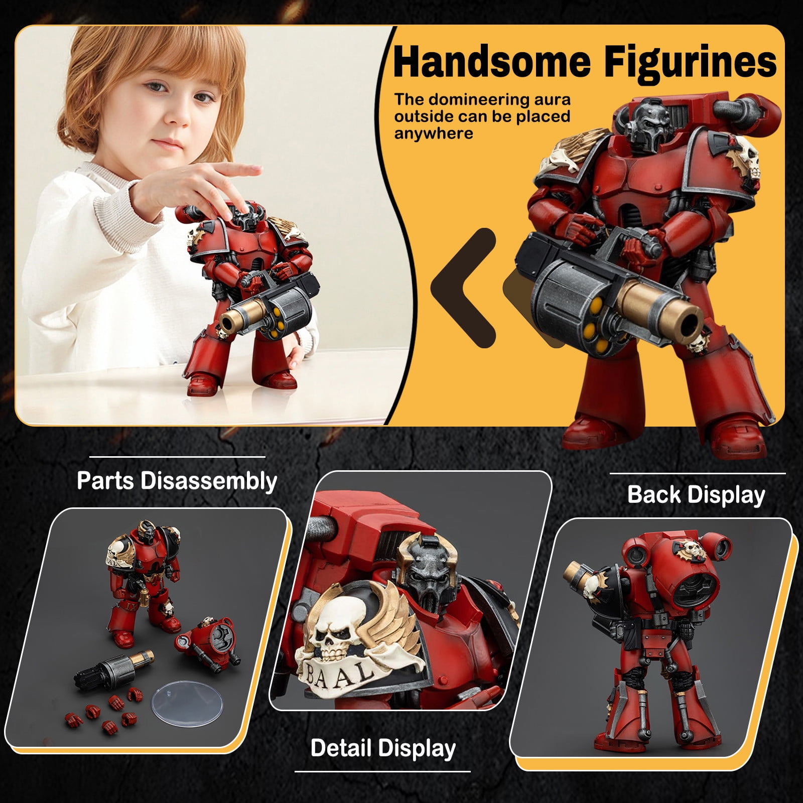 JOYTOY Warhammer 40k Blood Angels Action Figure - Angel's Tears Squad Arch-Erelim With Volkite Serpenta
