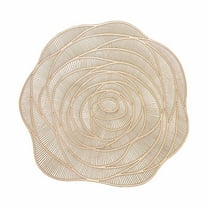 Clearance! JWDX Place Mat, Placemat Promotion, Rose Vinyl Placemat Hollow Round Plastic Pvc Pressed Golden Dinning Table Mat Rose Table Mat American Light Luxury Gilding Cup Mat Decorative Table Mat