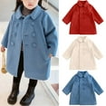 thumbnail image 1 of Clearance Jacket Toddler Girls Dress Coat Jacket Kids Long Sleeve Button Trench Pocket Long Winter Peacoat Outerwear qILAKOG Red4-5 Years, 1 of 6