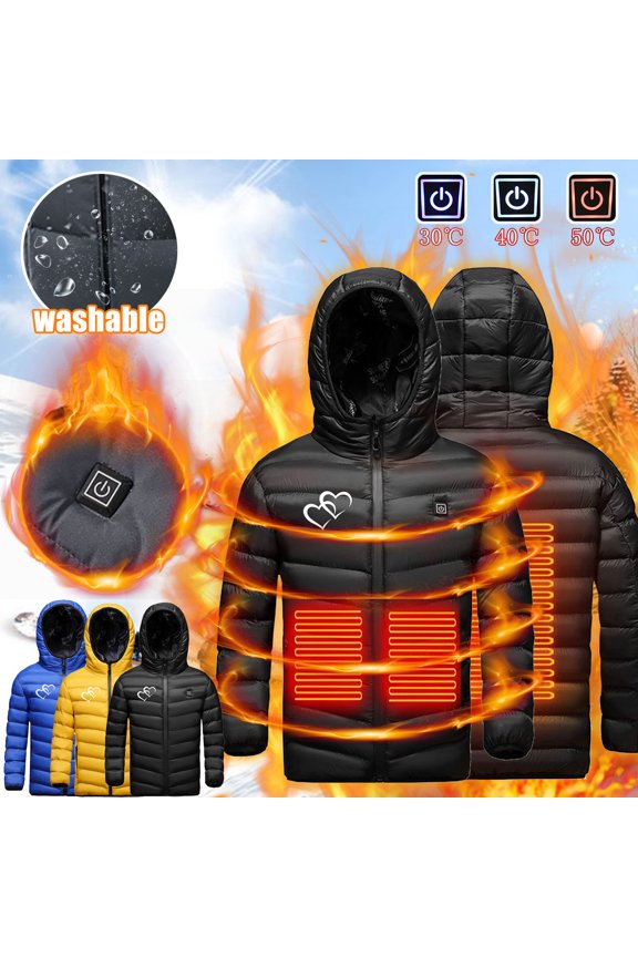 Jacket Toddler Teens Boys Girls USB Intelligent Constant Temperature Heated Jackets Windproof Plus Size Hooded Coat for Children Winter Heated Jacket Coat qILAKOG Black b6-7 Years