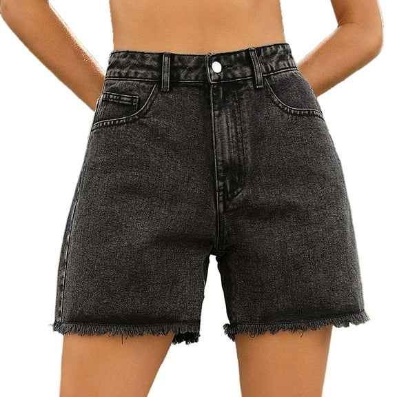 Clearance! Jean Shorts Womens Boyfriend Jeans for Women Women's Summer New Loose Casual High Waist Solid Denim Shorts S-L