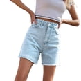 thumbnail image 1 of Clearance! Jean Shorts Womens Boyfriend Jeans for Women Women's Summer New Loose Casual High Waist Solid Denim Shorts S-L, 1 of 5
