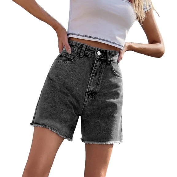 Clearance! Jean Shorts Womens Boyfriend Jeans for Women Women's Summer New Loose Casual High Waist Solid Denim Shorts S-L