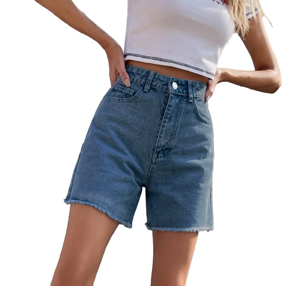 Clearance! Jean Shorts Womens Boyfriend Jeans for Women Women's Summer New Loose Casual High Waist Solid Denim Shorts S-L