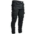 thumbnail image 1 of Clearance Jeans for Men Men's Side Pocket Pencil Jeans Skinny Casual Hip Hop Denim Pants Angled Cargo Pockets Jean Trousers Joggers with Pockets, 1 of 6