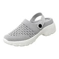 thumbnail image 1 of JeashCHAT Sandals for Women, Slide Sandals Women's Shoes Low-top Casual Flying Woven Lightweight Lazy Walking Shoes Flying Woven Slippers (Gray), 1 of 9