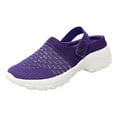 thumbnail image 1 of JeashCHAT Sandals for Women, Slide Sandals Women's Shoes Low-top Casual Flying Woven Lightweight Lazy Walking Shoes Flying Woven Slippers (Purple), 1 of 9