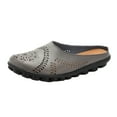 thumbnail image 1 of Clearance JeashCHAT Sandals for Women, Slide Sandals Women's Shoes Solid Color Retro Hollow Out Carved Flat Heel Fashion Comfortable Casual Sandals Slippers (Gray), 1 of 5