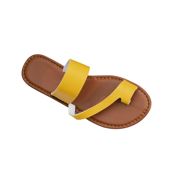 JeashCHAT Sandals for Women, Slide Sandals New Summer Flat Shoes Casual Slip-Toe Women's Sandals Clip Toe Slippers (Yellow)
