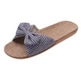 thumbnail image 1 of JeashCHAT Sandals for Women, Slide Sandals Women Female Bowknot Flax Linen Flip Flops Beach Shoes Sandals Slippers (Dark Blue), 1 of 2