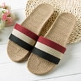 thumbnail image 1 of JeashCHAT Sandals for Women, Slide Sandals Women's Fashion Anti-slip Linen Home Indoor Open Toe Flat Shoes Beach Slippers (Black), 1 of 4