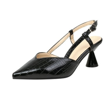 Clearance JeashCHAT Women's Heeled Sandals Pointed Toe Buckle Ankle Strap Pumps Slingback Heels for Wedding Party Work