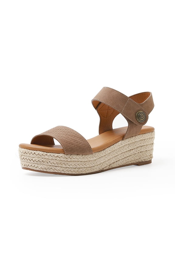 Women's Platform Sandals Open Toe Buckle Ankle Strap Espadrilles Flatform Wedge Sandal for Women Casual Dressy Summer