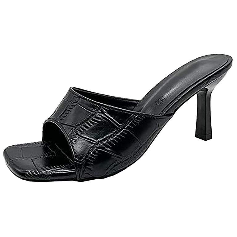 Clearance JeashCHAT Womens Heeled Sandals Square Toe Single Strap