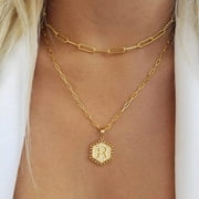 POETANCE Clearance Jewelry 1Set 26 Initial Hexagon Necklace For Women Necklaces For Women A Z 26 Alphabet Initial Gold Necklaces For Women Girls