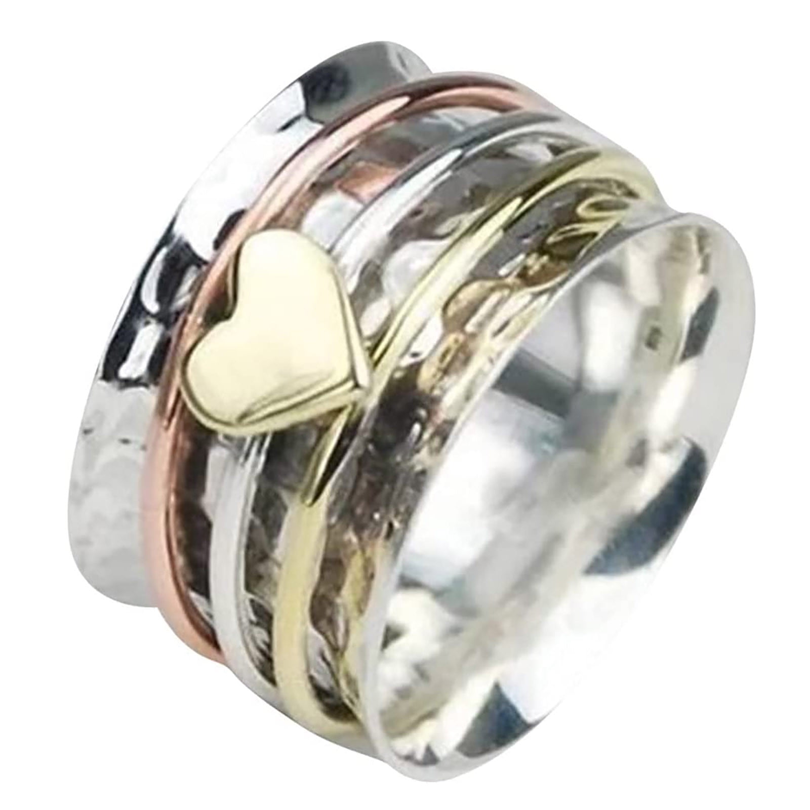 Jewelry VerPetridure Heart Rotating Anxiety Relief Ring, Heart Rings ...