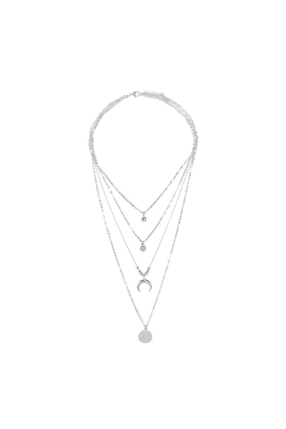 Jewelry VerPetridure Layered Necklace Moon Necklace Ladies Pendant Chain Jewelry Personalized Layered Necklace With Moon Disc Ladies Pendant Chain Length Single Layer Necklace