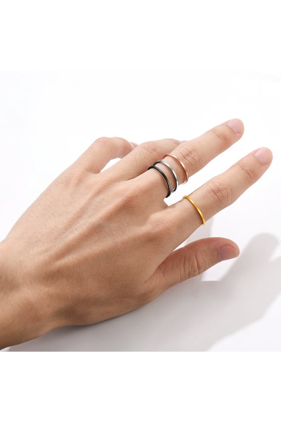 Clearance Jewelry Rings Sets Stainless Steel 1mm Rings Simple Ring for Women Men Wedding Band Couples Birthday Valentine's Day Jewelry, Size 4-10