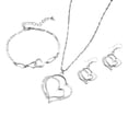thumbnail image 1 of Clearance Jewelry Sets! YOHOME Double Heart Bracelet Necklace Earrings Set Silver, 1 of 3
