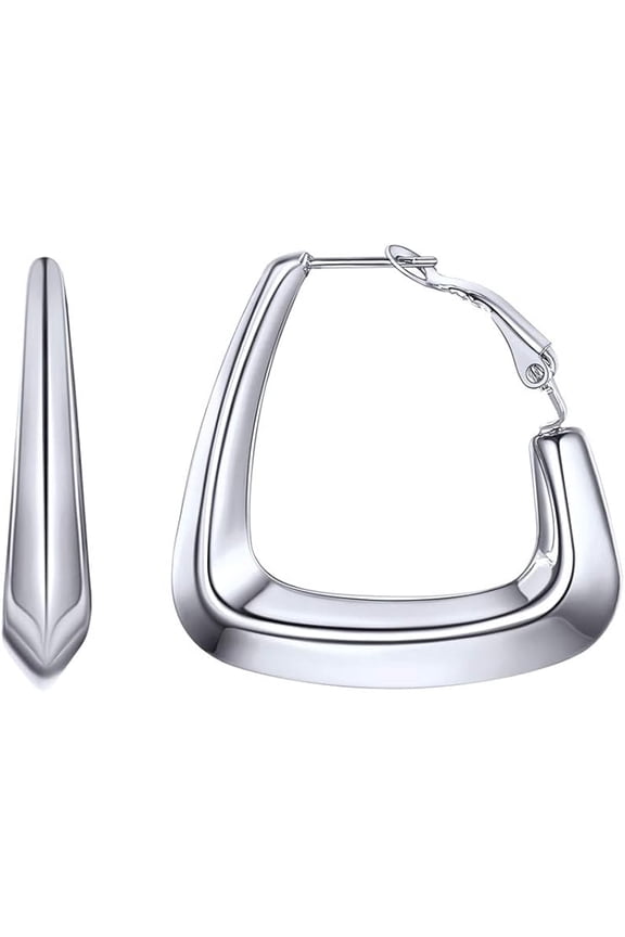 Clearance Jewelry Triangle Hoop Earrings for Women Stainless Steel Geometric Loop Hoops Surgical Hoops Earrings for Sensitive Ears Gift-30mm