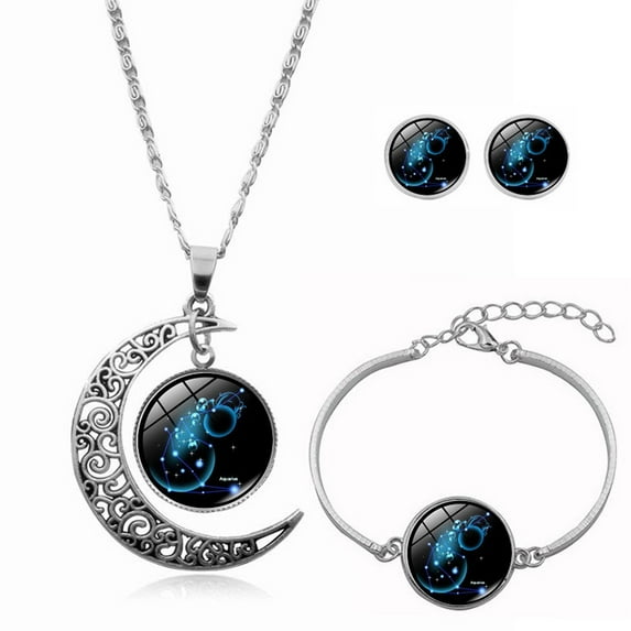 Jewelry VerPetridure 12 Constellation Moon Necklace Earring Bracele GiftS for Mom Present for Women