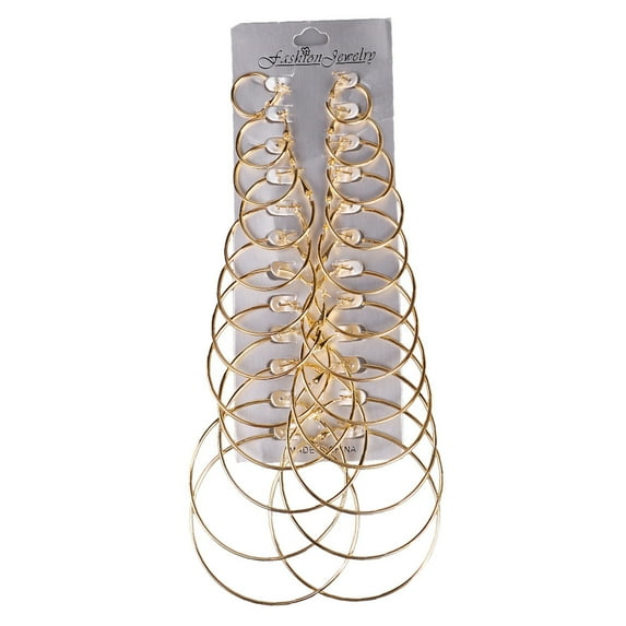 Jewelry VerPetridure 12Pairs Vintage Silver Gold Big Circle Hoop Earrings Women Steampunk Ear Clip