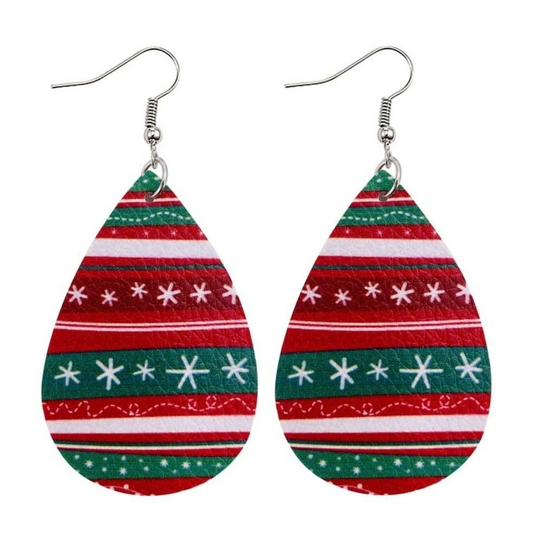 Christmas Vegan Leather Earrings Clearance Jewelry Under $5