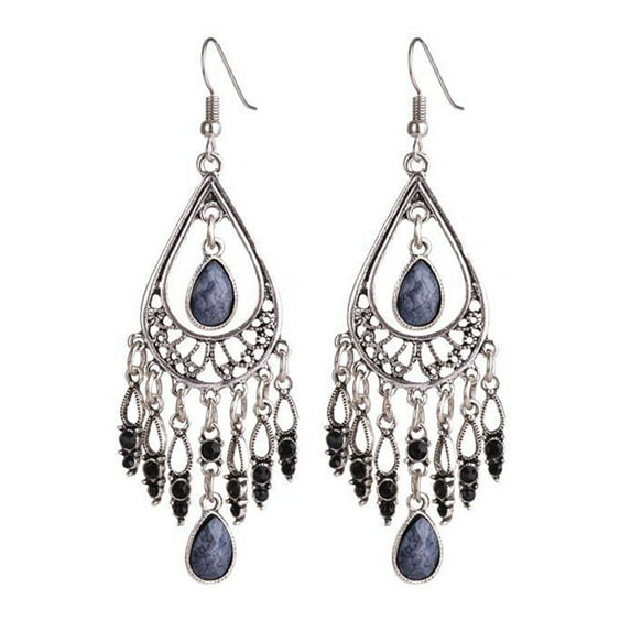 Jewelry VerPetridure Creative Bohemian Vintage Carved Water Drop Tassel Earrings