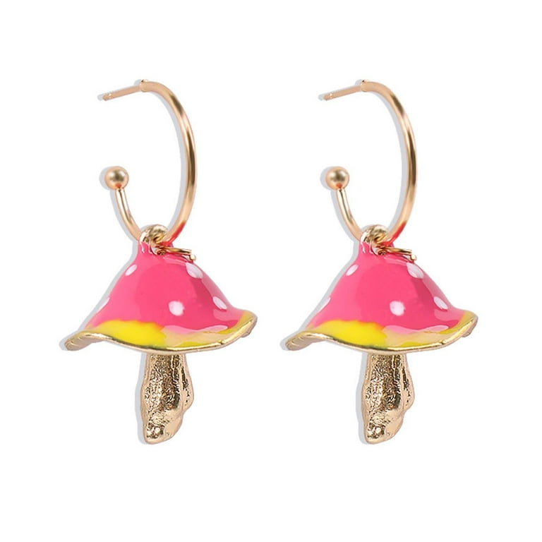 Clearance Jewelry Under 5 VerPetridure Creative Dreamy Cute Little Fungus Oil Drop Earrings Colorful Plant Ear Studs Walmart