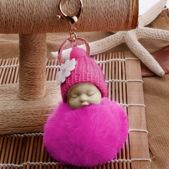 Jewelry VerPetridure Cute PomPom Sleeping Key Chains Keyrings Bags Charm Pendant