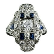 Clearance Jewelry Under $5 VerPetridure Exaggerated Light Luxury Ladies Topaz Sapphire Ring Pattern Hollow Ring