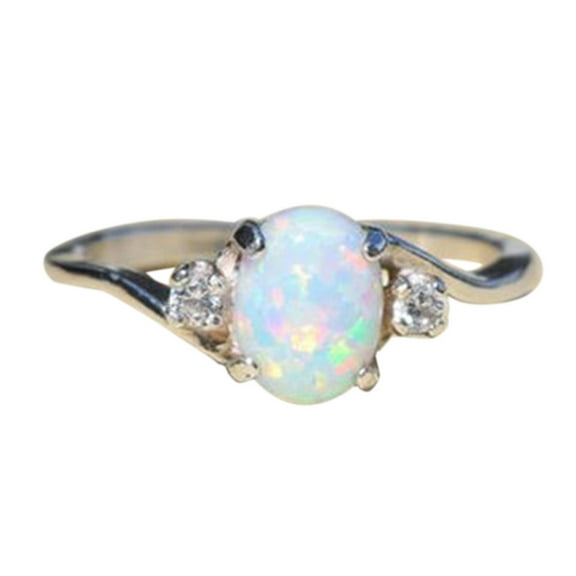 Jewelry VerPetridure Exquisite Women's Ring Oval Cut Fire-Opal Jewelry Birthday Gift Bridal Party Ring