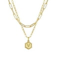 thumbnail image 1 of Jewelry VerPetridure Gold Plated Chain Necklace For Women Hexagon Letter Pendant Layering Necklace, 1 of 1