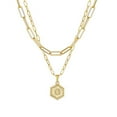 thumbnail image 1 of Clearance Jewelry Under $5 VerPetridure Gold Plated Chain Necklace For Women Hexagon Letter Pendant Layering Necklace, 1 of 1