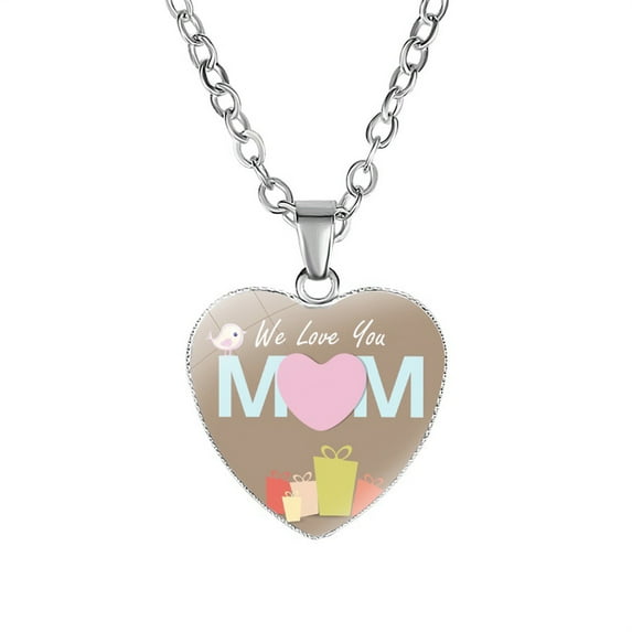 Jewelry VerPetridure Heart Pendant Necklace Engraved With MOM Mother Plot Gift Love Accessories