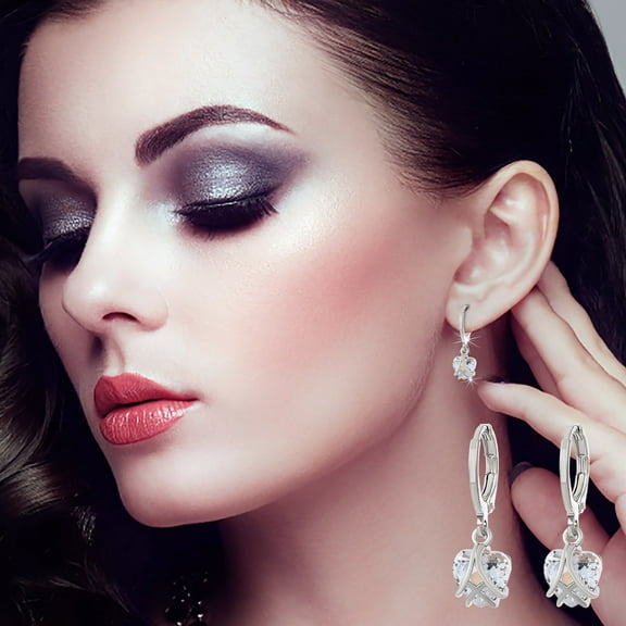 Jewelry VerPetridure Heart-Shaped Earrings Pearl Crystal Creative Shining With Shining Cubic-Crystal Wonderful Gift