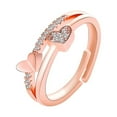 thumbnail image 1 of Jewelry VerPetridure Heart-to-heart Live Mouth Ring Temperament Female Heart-shaped Opening Ring, 1 of 2