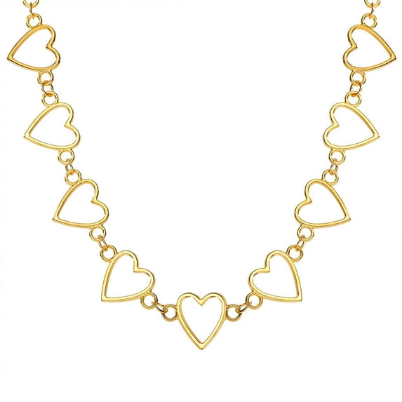 Jewelry VerPetridure Hollow Sweet Love Heart Choker Statement Girlfriend Gift Cute Bicolor Necklace Jewelry