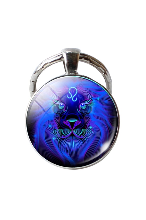 Jewelry VerPetridure Keychain 12 Constellation Zodiac Sign Pendant Double Face Keyring Key Holder