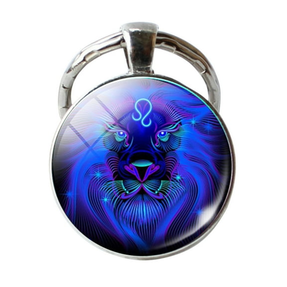 Jewelry VerPetridure Keychain 12 Constellation Zodiac Sign Pendant Double Face Keyring Key Holder